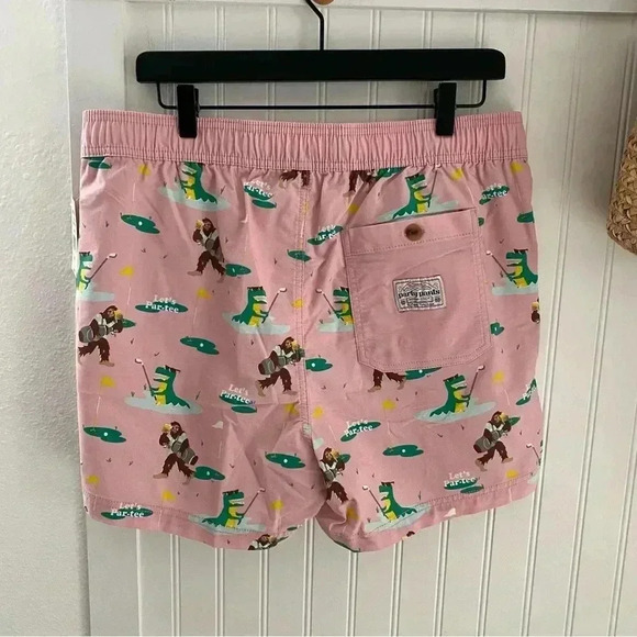 Party Pants Men’s Pink Let’s Par-Tee Golf Print Swim Trunks Board Shorts Large - Picture 7 of 12
